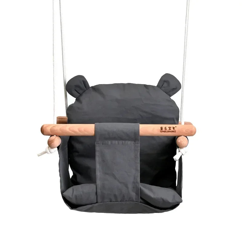 safe baby wooden black seat swing