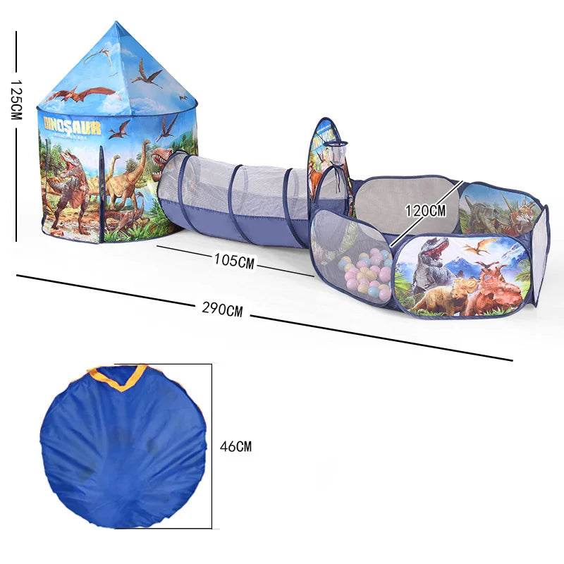 Dinosaur Tent with ball bit and tunnel for toddlers and preschoolers
