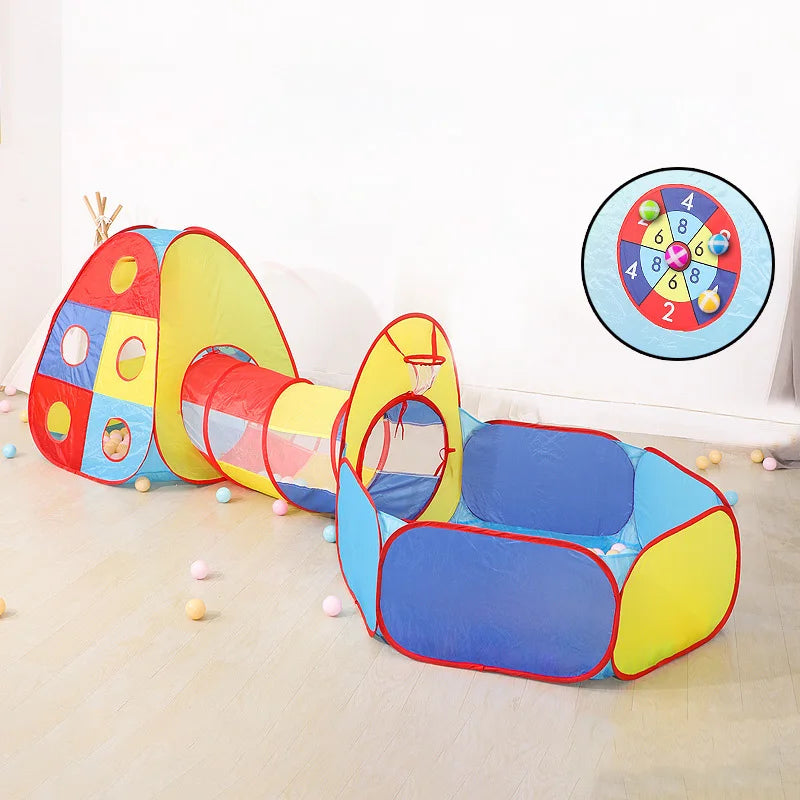 Colorfull Tent with ball bit and tunnel for toddlers and preschoolers