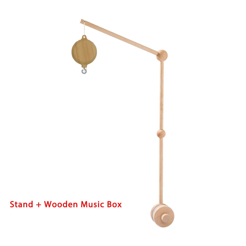 Wooden music box with stand on a white background