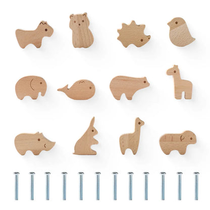 Boho Wooden Dresser Knob Set – Dinosaur, Rainbow & Cloud Decorative Drawer Pulls for Kids Room & Nursery