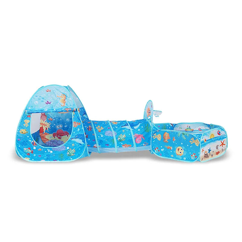 Cute Sea animal Tent with ball bit and tunnel for toddlers and preschoolers