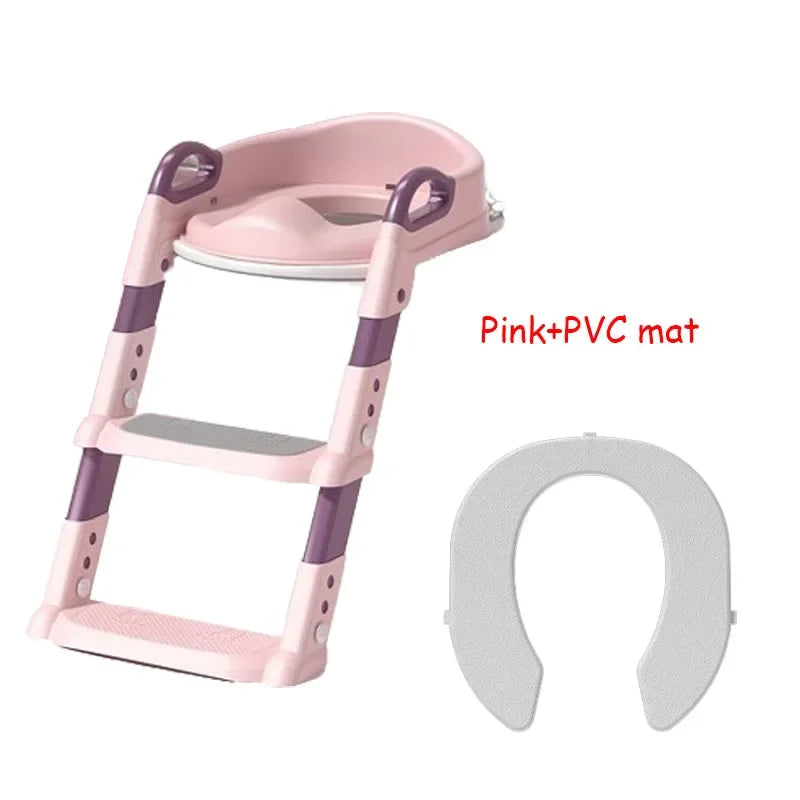 Pink and Purple potty Training step stool with a white mat for the Toilet/Bathroom for Kids