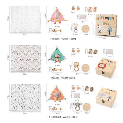 Baby Gift Set – Newborn Bath Toy, Wooden Rattle, Drool Towel, Baby Socks, Milestone Accessories & More – Unisex Newborn Essentials