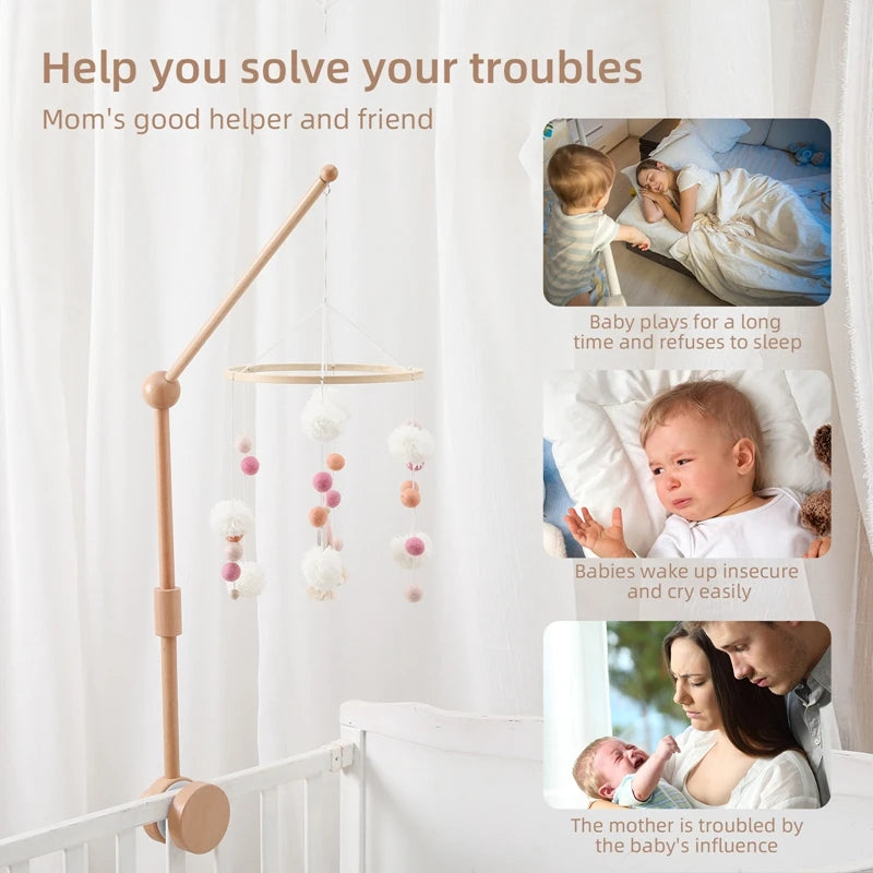 wooden baby crib mobile adjustable arm