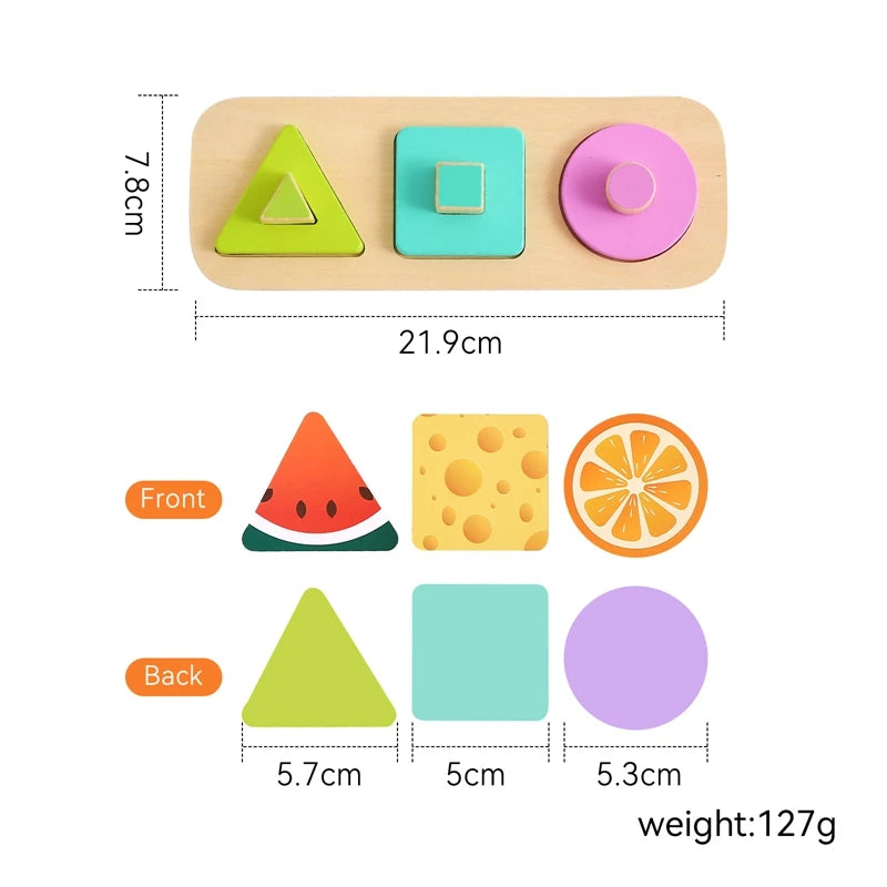Montessori Wooden Fruit Grasping Board for Babies – Educational Shape & Color Cognition Puzzle Toy for Early Learning