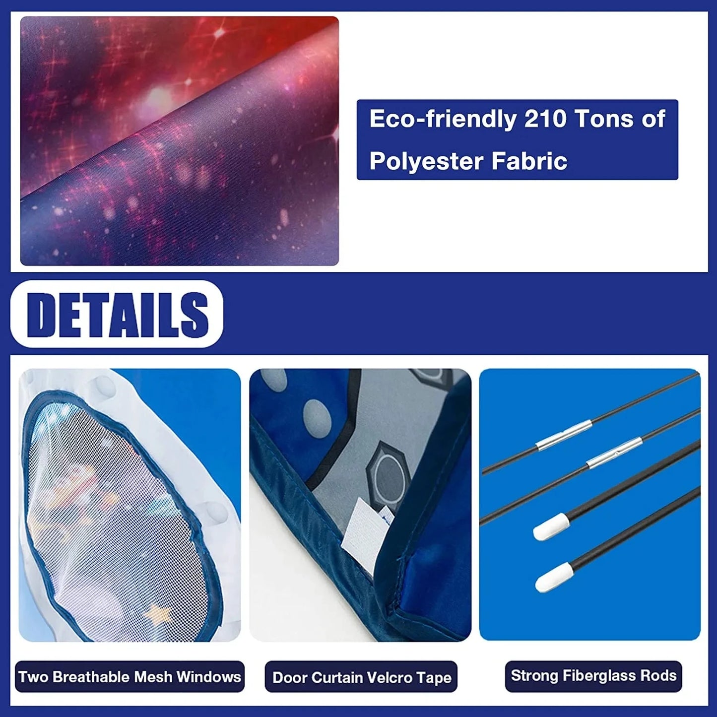 Advertisement for eco-friendly polyester fabric with product details and features.