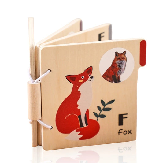 0–36 Month Baby Early Learning Wooden Animal Book – Montessori Educational Toy for Newborns & Toddlers