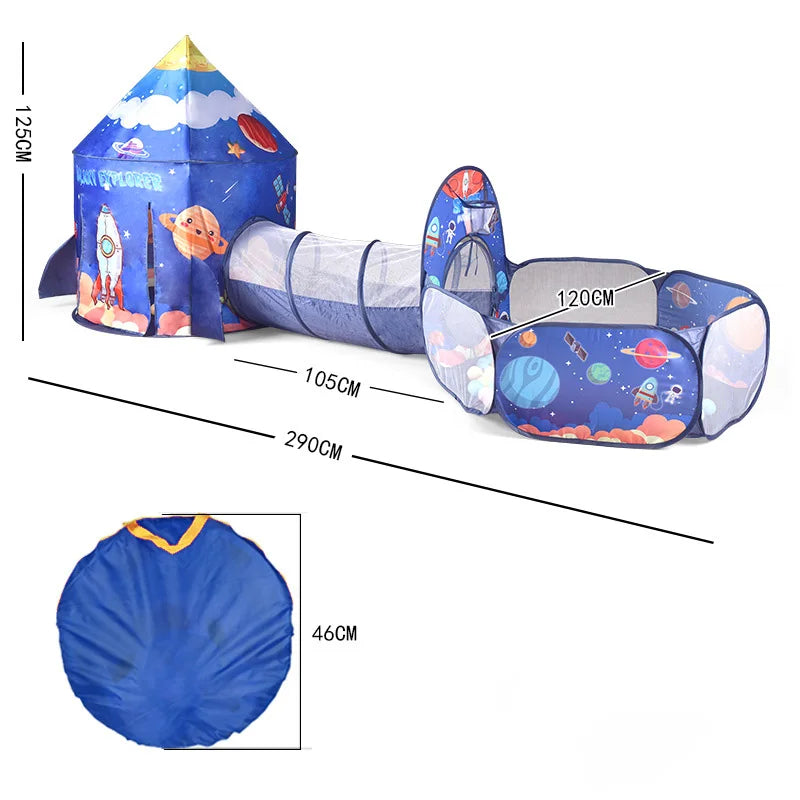 Space And Roacket ship Explorer Tent with ball bit and tunnel for toddlers and preschoolers