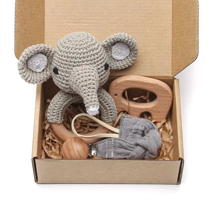 Premium Baby Gift Set – Newborn Bath Toy, Drool Towel, Wooden Rattle & More | Perfect for Baby Showers & New Parents