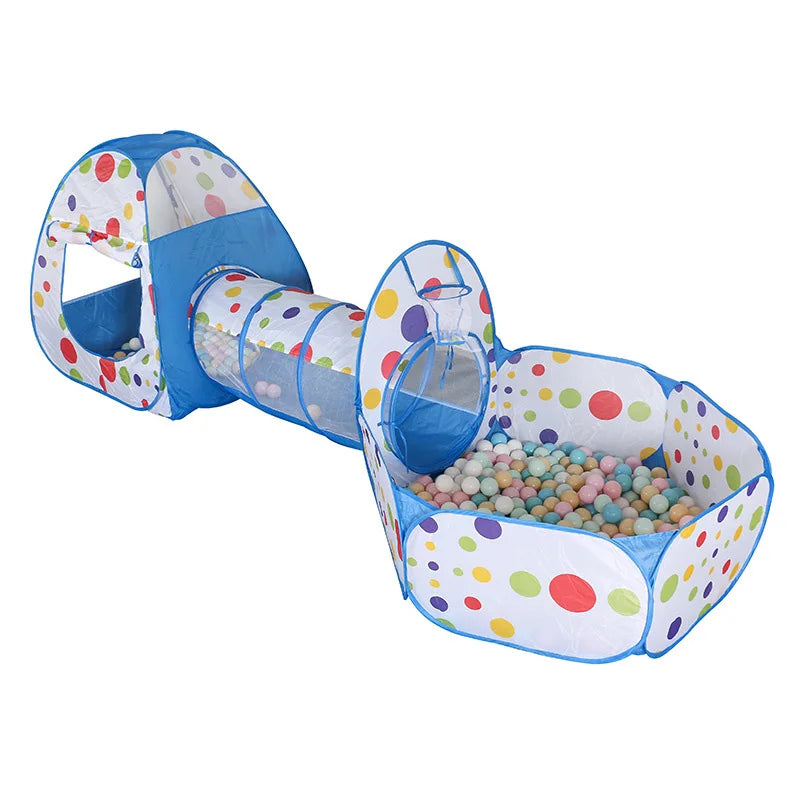 Colorfull Polka Dots Tent with ball bit and tunnel for toddlers and preschoolers