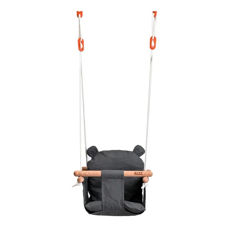 Black baby swing with wooden handle