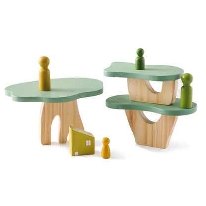 Montessori Forest House Stacking Toys – Wooden Sensory Blocks for Toddlers & Babies