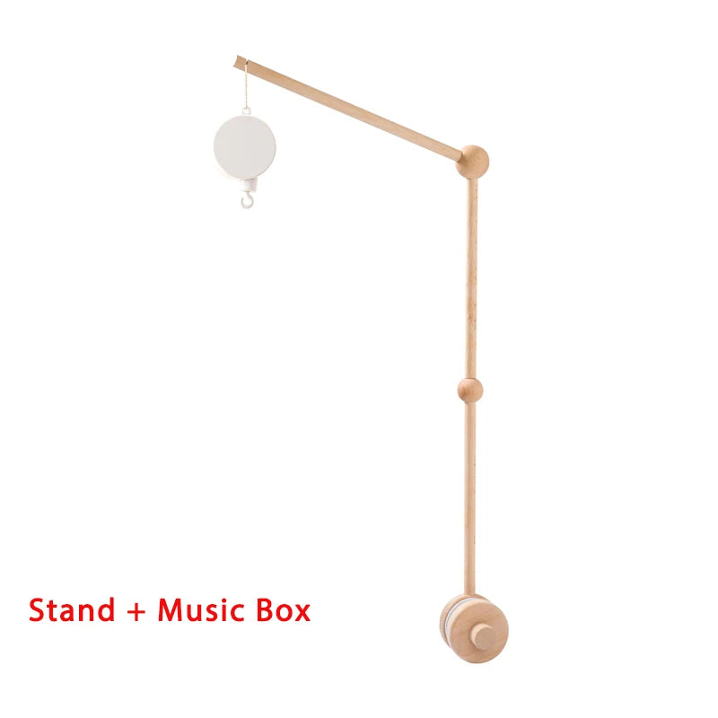 Wooden stand with a white ball and a beige arm on a white background