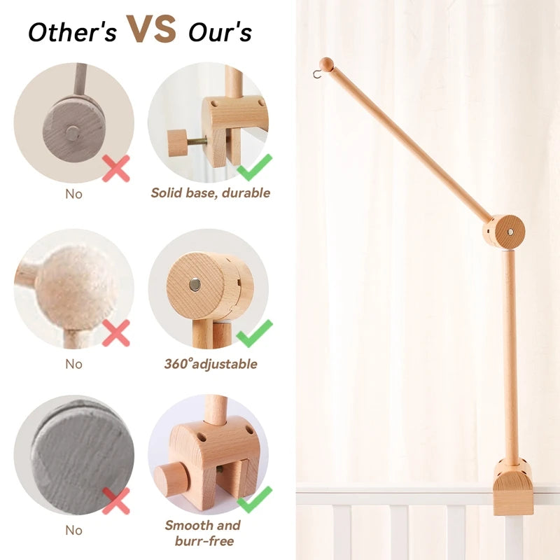 Comparison chart showing features of a wooden lamp base with text 'Other's VS Our's' on a white background.