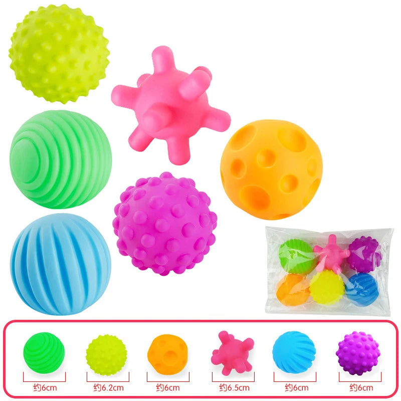 6Pcs Textured Multi Ball Set – Montessori Sensory Balls for Baby Tactile Development & Motor Skills