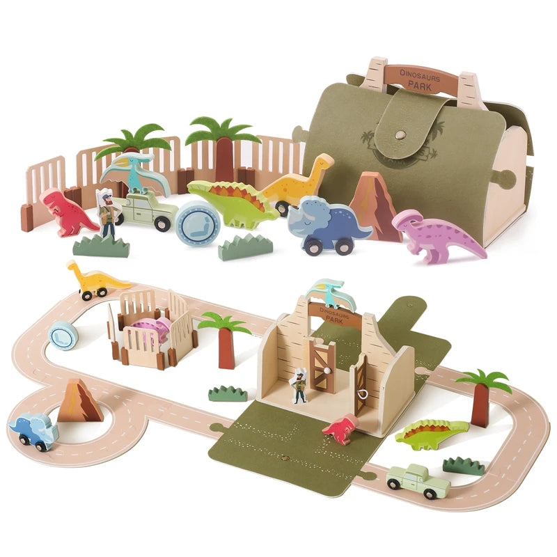 Wooden Farm Scene Toy Set – Montessori Stacking Blocks, Threading Beads, Animal Cognition & Shape Pairing Toys for Toddlers | Baby Educational Gift & Nursery Decor