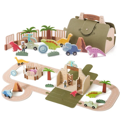 Wooden Farm Scene Toy Set – Montessori Stacking Blocks, Threading Beads, Animal Cognition & Shape Pairing Toys for Toddlers | Baby Educational Gift & Nursery Decor