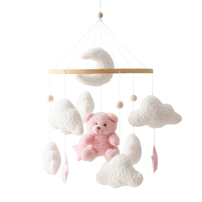Felt Forest Animal Baby Cot Mobile with Wooden Arm – Natural Wooden Rattle Toy for Newborns
