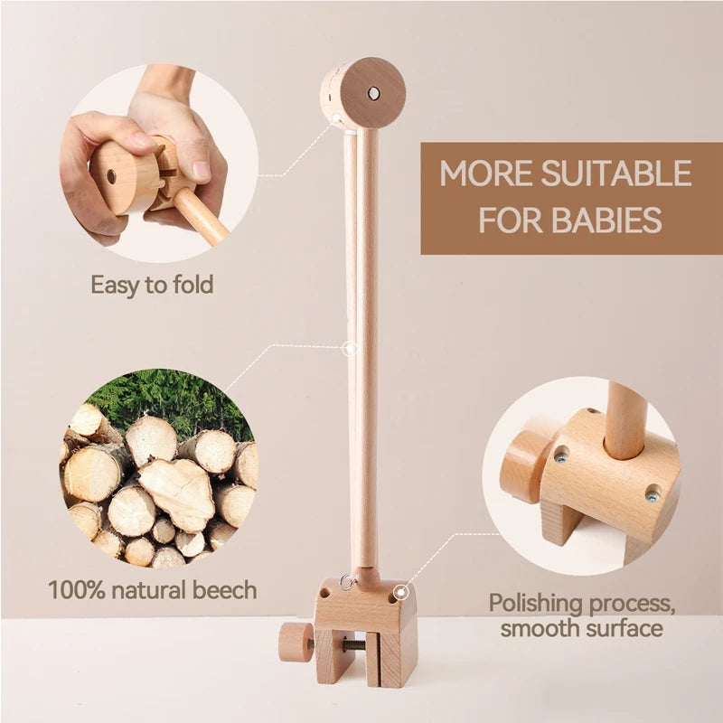 wooden baby crib mobile adjustable arm
