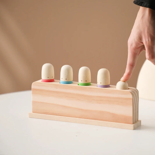 Wooden Little Man Jumping Toy – Montessori Baby Toy for Color Recognition, Fine Motor Skills & Hand-Eye Coordination (0-6 Years)