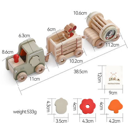 Wooden Montessori Train Set – Educational Birthday Toy for Toddlers & Kids