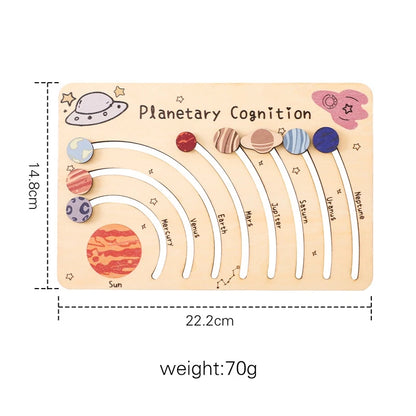 🌌 Montessori Movable Orbital Wooden Galaxy Cognition Playboard – Planet Learning Toy for Kids