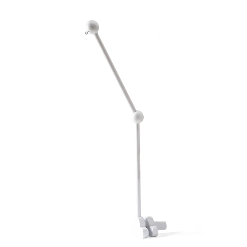 White baby crib mobile adjustable arm on a white background