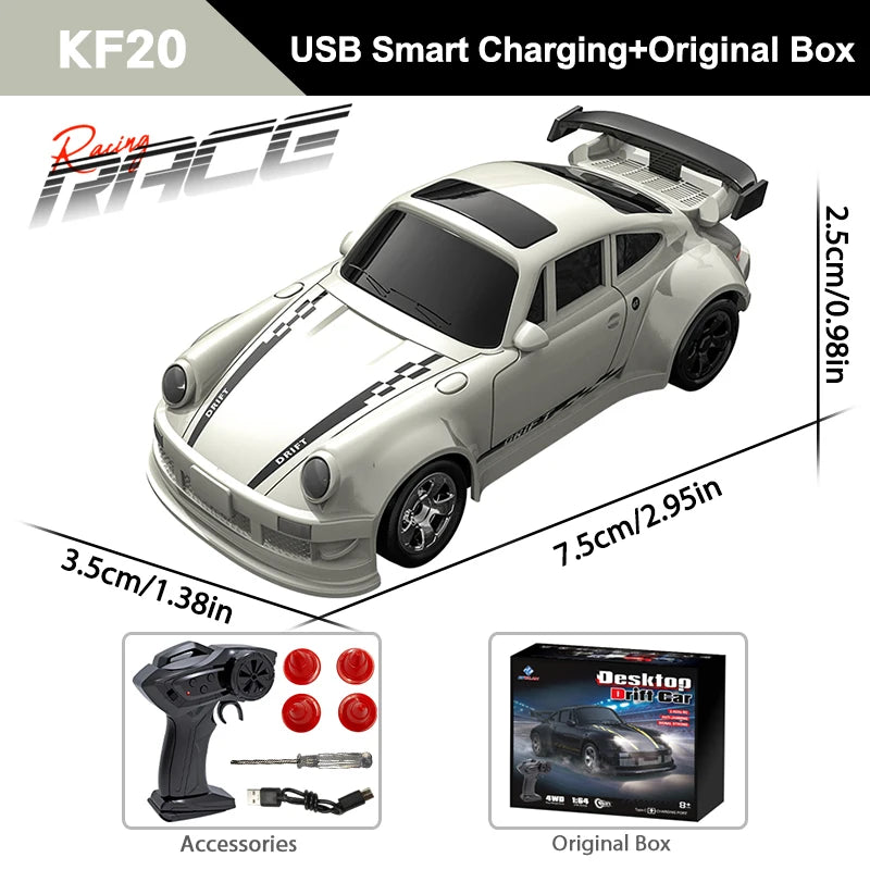 White Toy remote controlled Drift  car with Drift USB charging feature and accessories