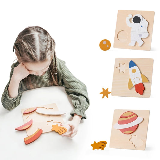 Montessori Wooden Animal Puzzle Set – Baby Educational Toy (0-12 Months & Up)