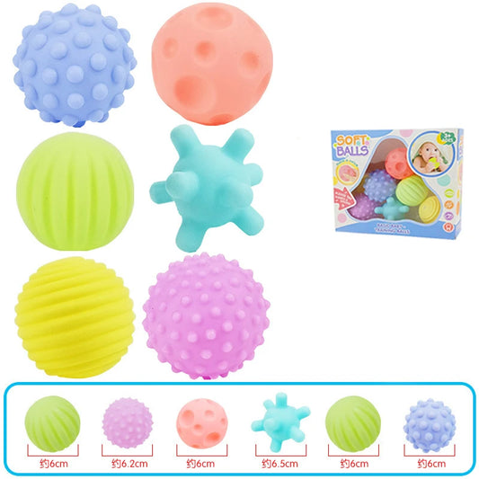 6Pcs Textured Multi Ball Set – Montessori Sensory Balls for Baby Tactile Development & Motor Skills