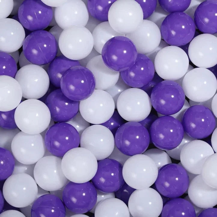 Purple and white balls mixed together for tent ball pitt
