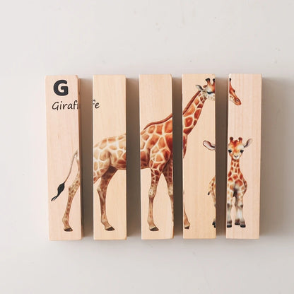 🐻 Montessori Wooden Rotating 3D Animal Puzzle – Forest Animal Intelligence Toy for Babies & Kids
