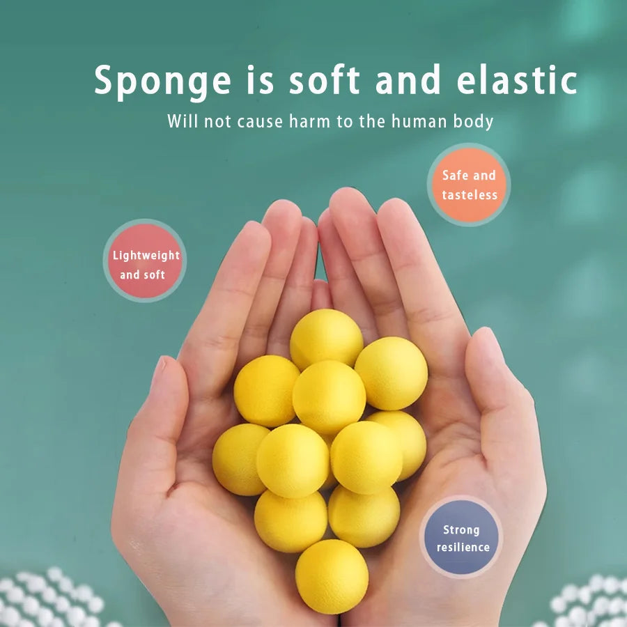 yellow sponge balls to shoot in the dino's mouth