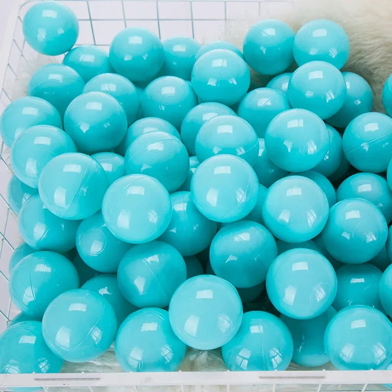 Turquoise balls for tent ball pit